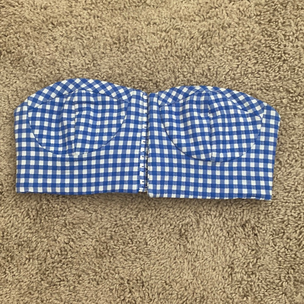 ZARA gingham corset strapless crop top XS used.